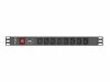 Lanberg Listwa zasilająca Rack PDU 19 cali 1U 16A 8X IEC C13 2m czarna C20